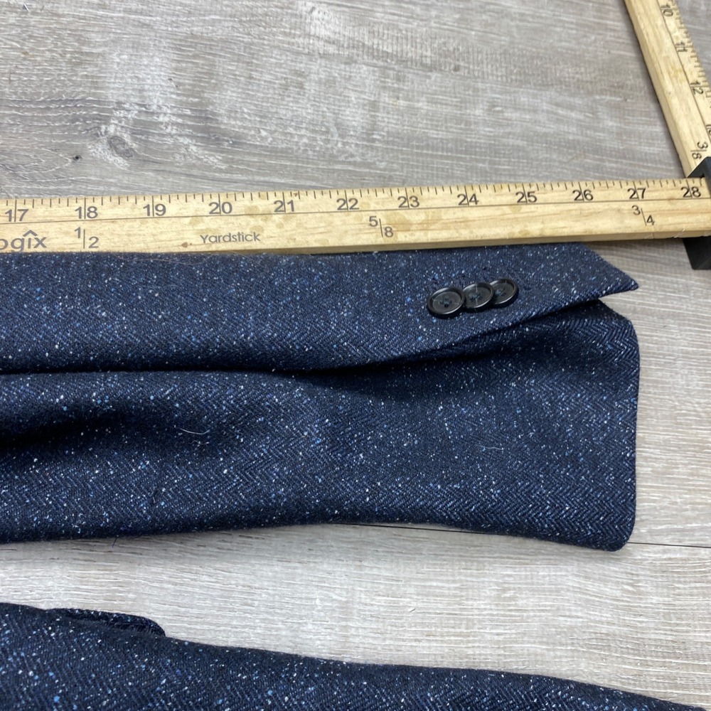 Banana Republic Mens 42R Slim Fit Spacedye Wool Silk Blazer Navy Birdseye - Picture 11 of 15